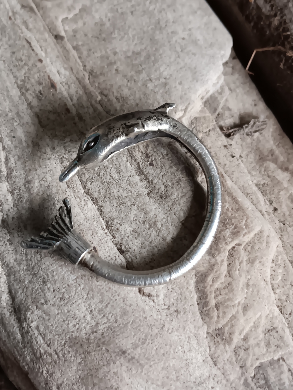 Vintage 925 Sterling Silver Dolphin Keychain Keyring